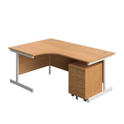 Single Upright Left Hand Radial Desk + Mobile 2 Drawer Pedestal (FSC)