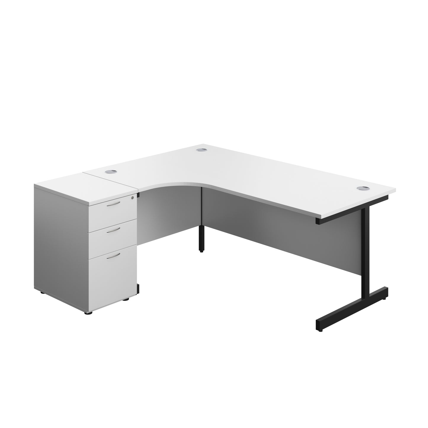 Aztec|Single Upright|Left Hand|Radial Desk|1800x1200|White-Black