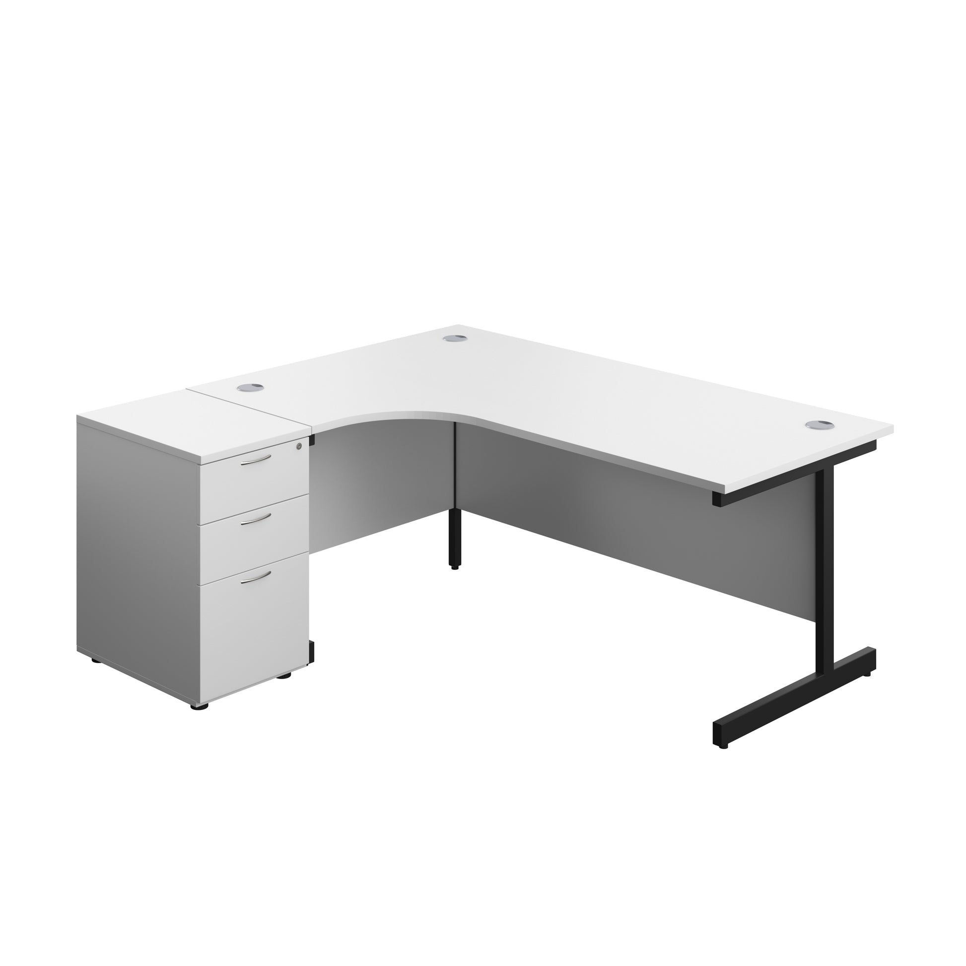 Aztec|Single Upright|Left Hand|Radial Desk|1800x1200|White-Black