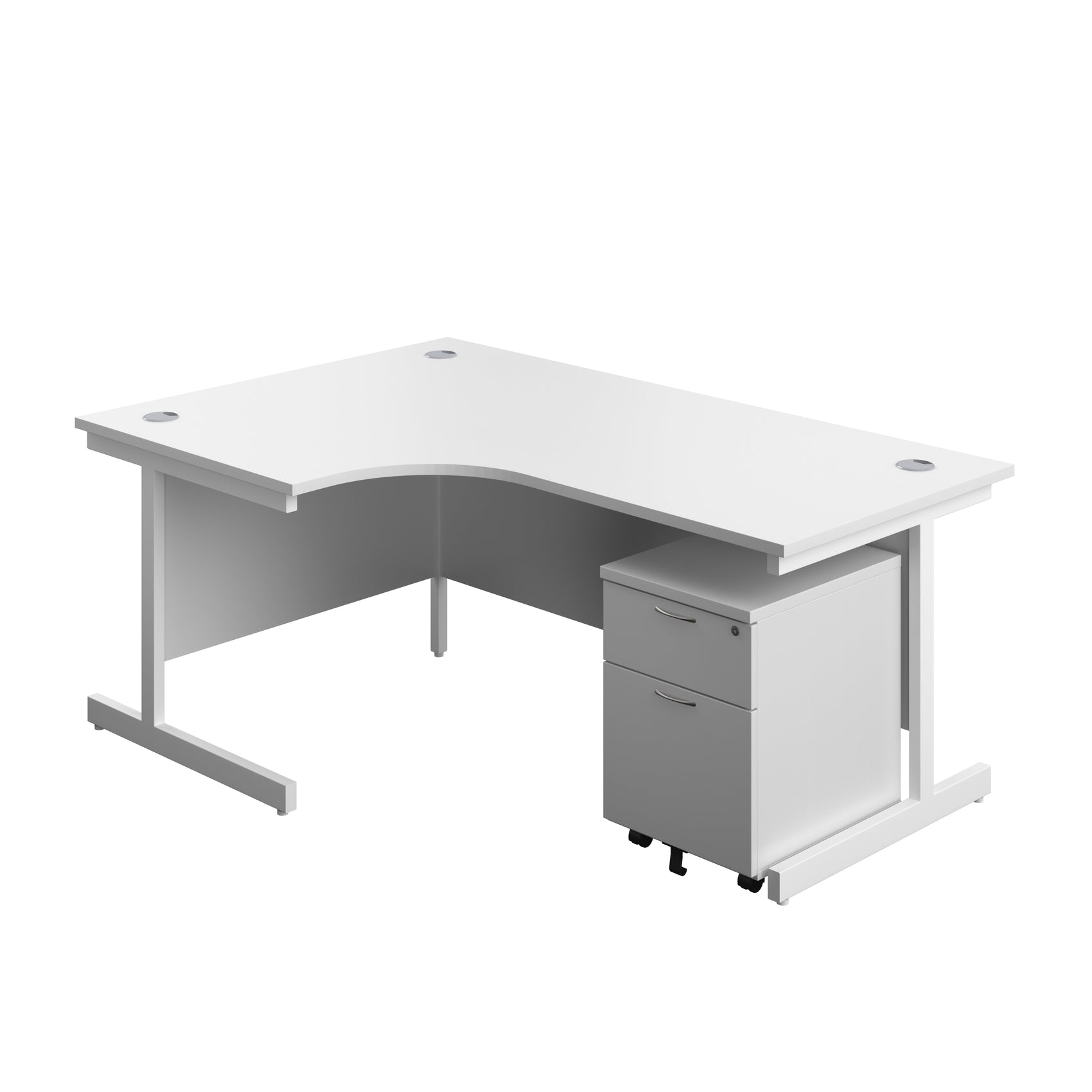 Single Upright Left Hand Radial Desk + Mobile 2 Drawer Pedestal (FSC)