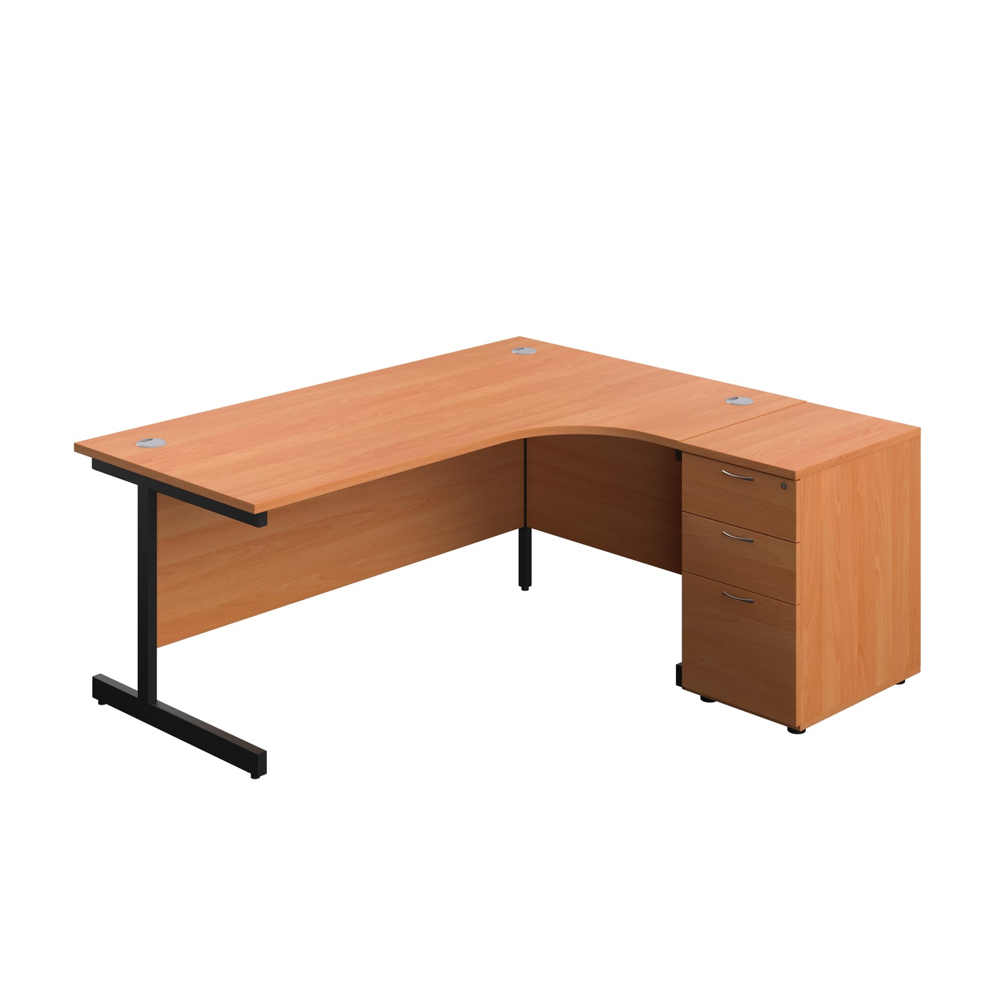 Aztec|Single Upright|Right Hand|Radial Desk|1800x1200|Beech-Black