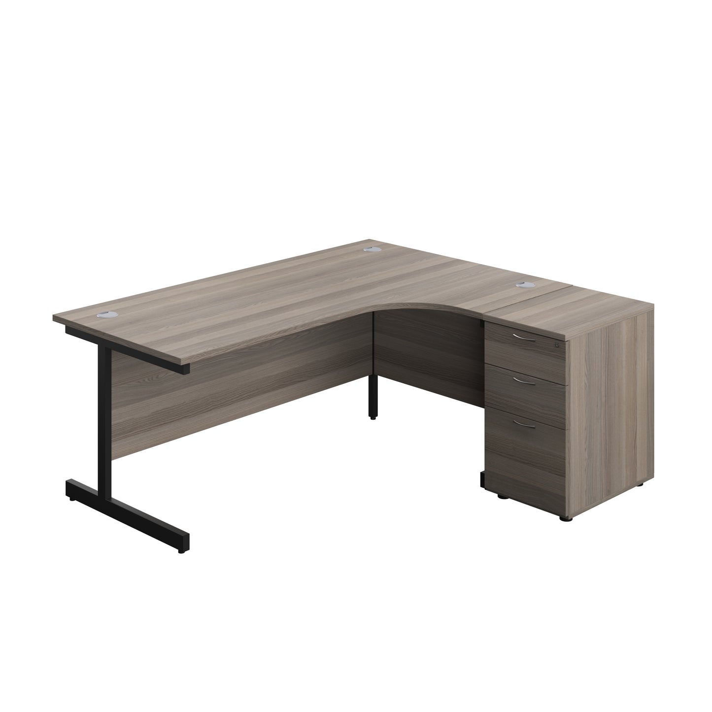 Aztec|Single Upright|Right Hand|Radial Desk|1800x1200|Grey Oak-Black