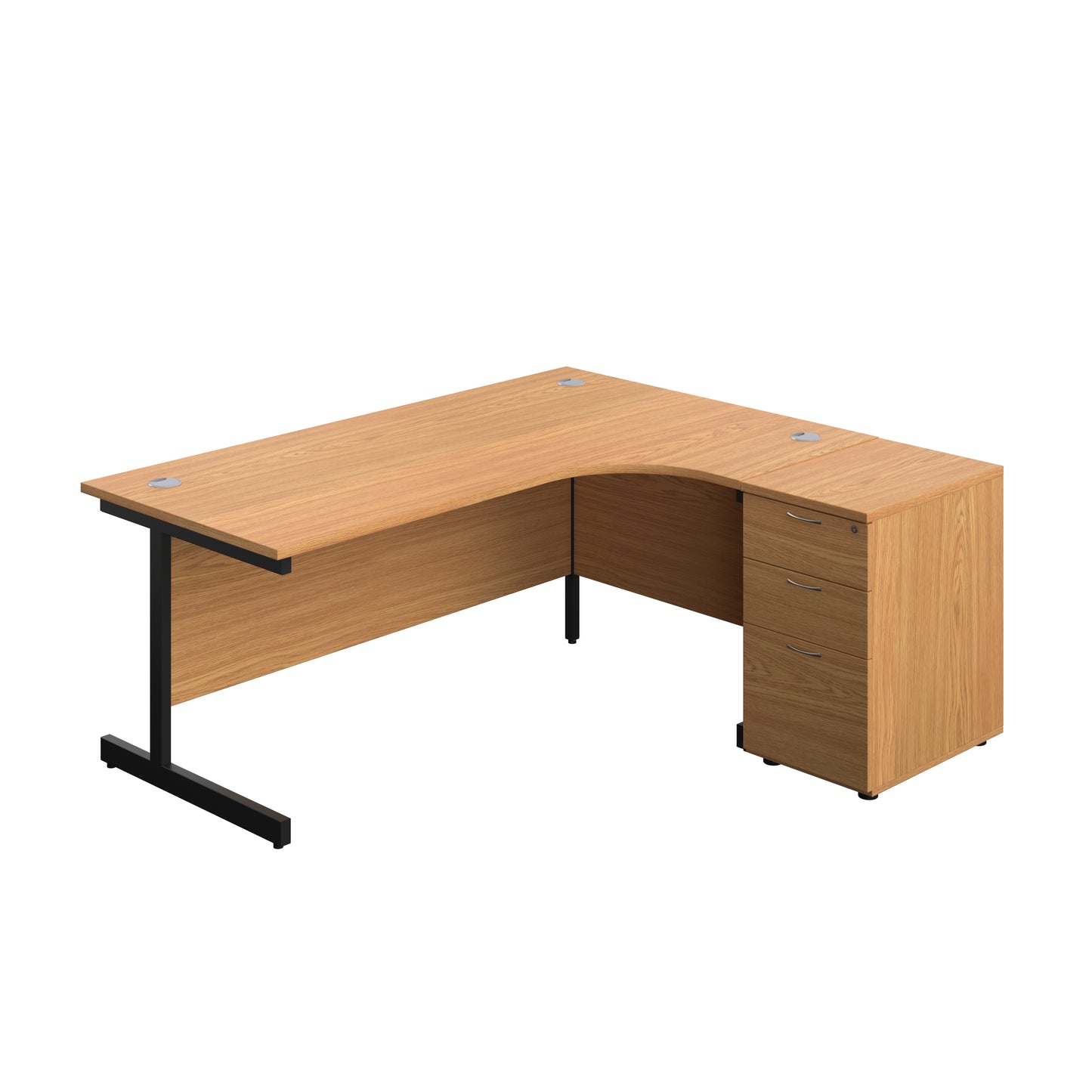 Aztec|Single Upright|Right Hand|Radial Desk|1800x1200|Nova Oak-Black