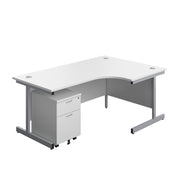 Single Upright Right Hand Radial Desk + Mobile 2 Drawer Pedestal (FSC)