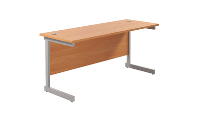 Aztec|Single Upright|Rectangular|Desk|1800x600|Beech-Silver