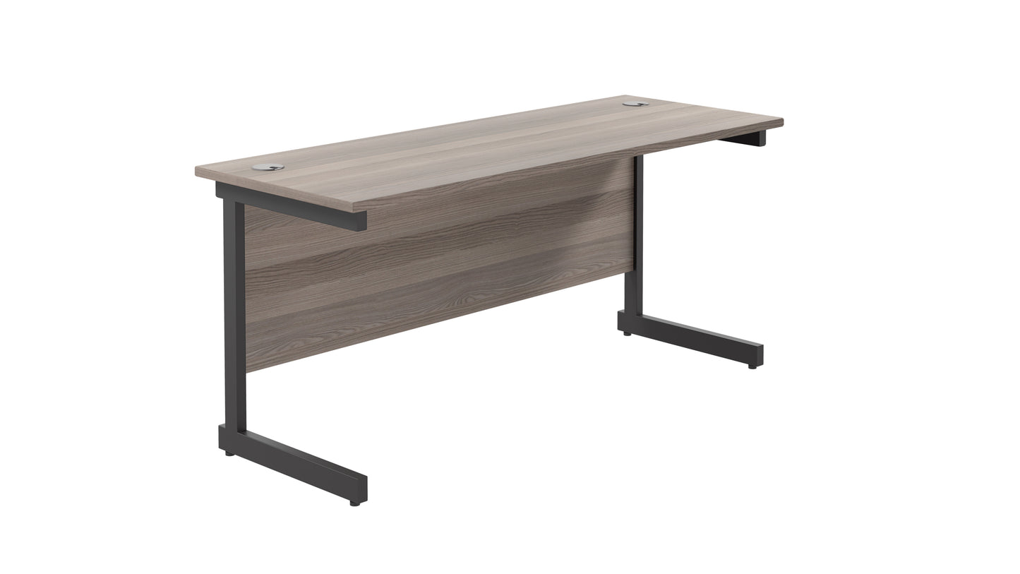 Aztec|Single Upright|Rectangular|Desk|1800x600|Grey Oak-Black