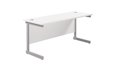Aztec|Single Upright|Rectangular|Desk|1800x600|White-Silver