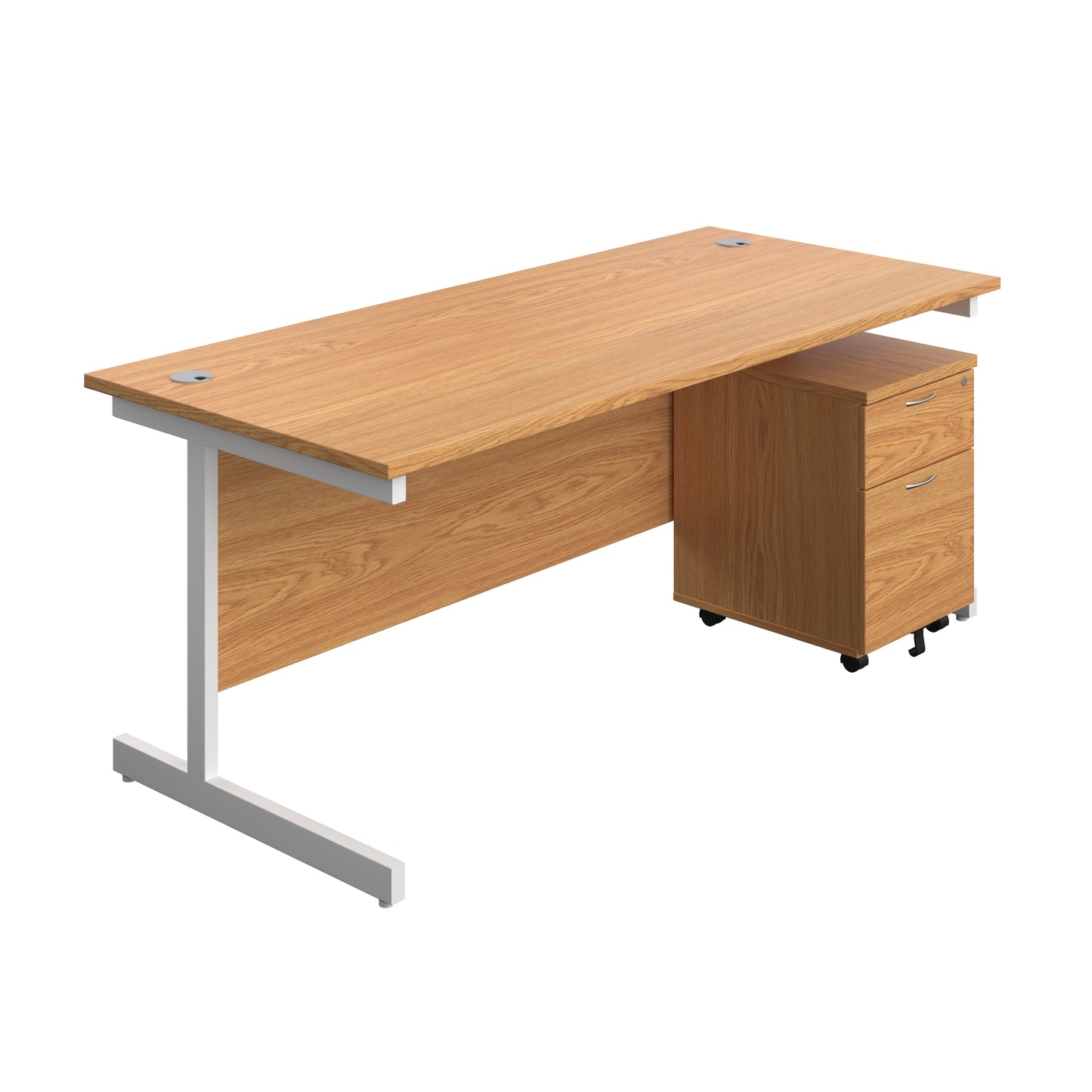 Aztec|Single Upright|Rectangular|Desk and Mobile 2 Drawer Pedestal|1800x800|Nova Oak-White