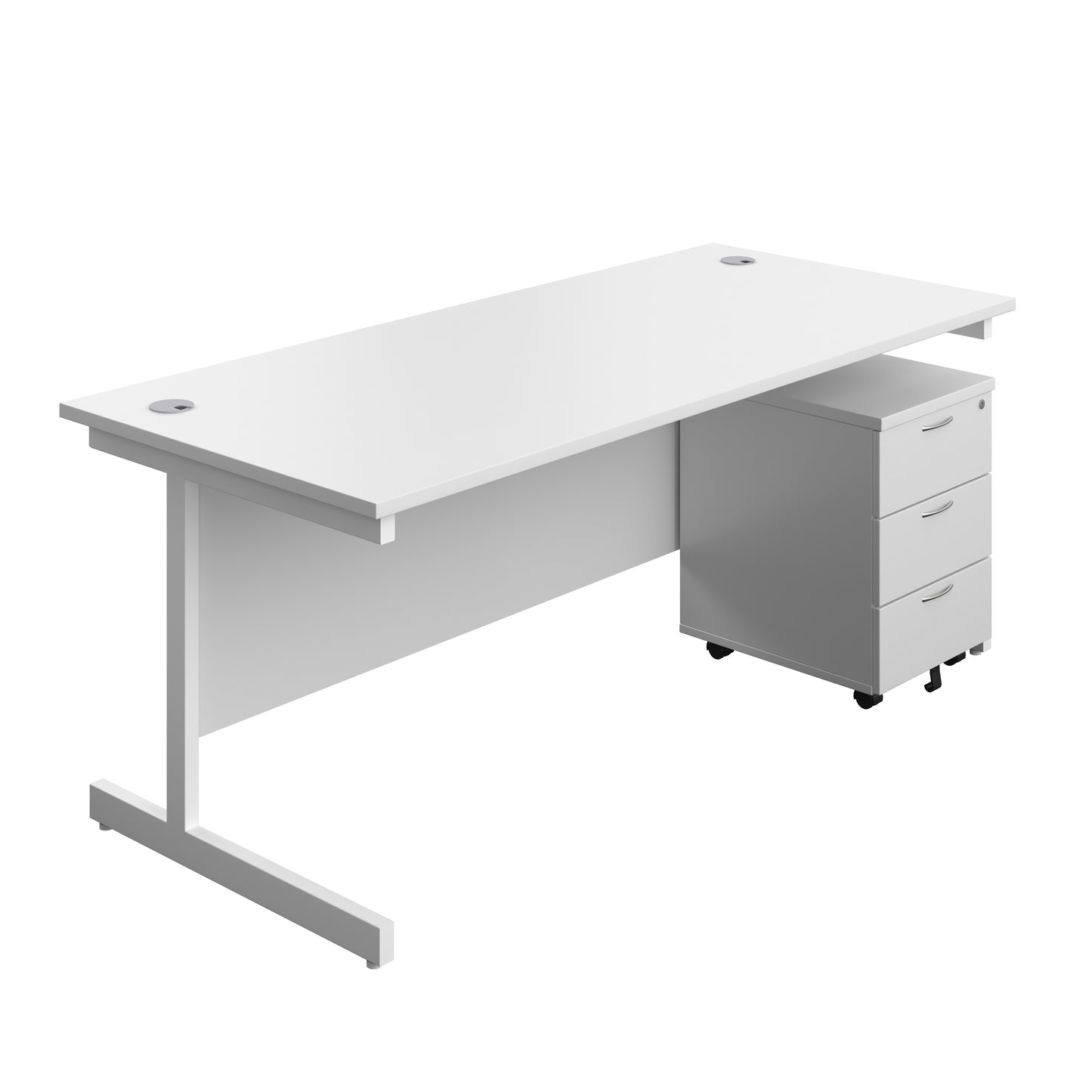 Aztec|Single Upright|Rectangular|Desk and Mobile 3 Drawer Pedestal|1800x800|White-White