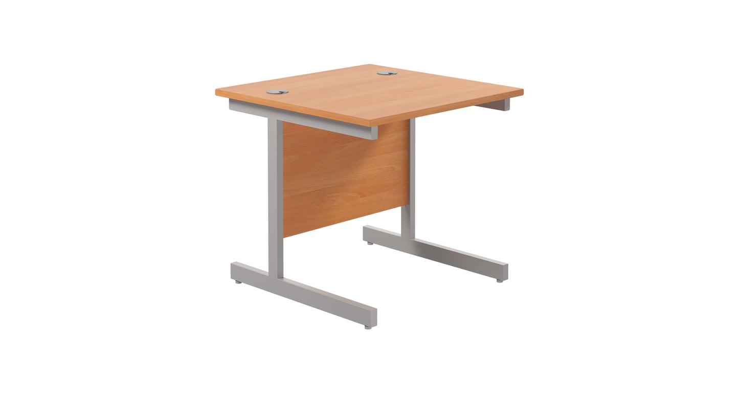 Aztec|Single Upright|Rectangular|Desk|800x800|Beech-Silver