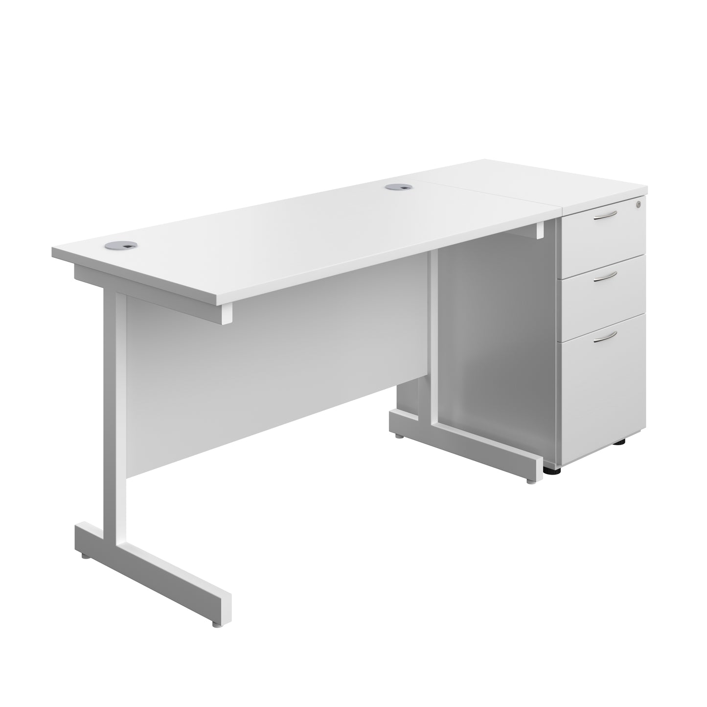 Aztec|Single Upright|Rectangular|Desk and Desk High 3 Drawer Pedestal|1200x600|White-White