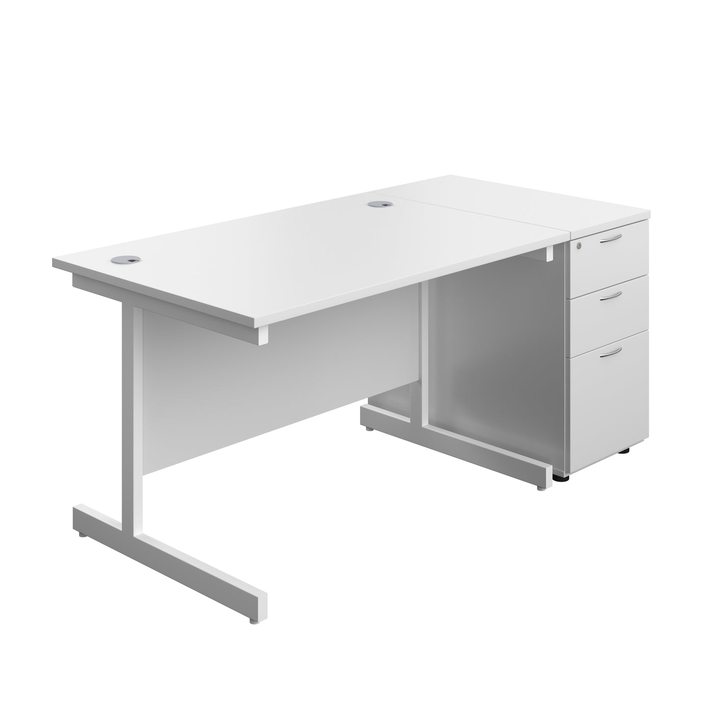Aztec|Single Upright|Rectangular|Desk and Desk High 3 Drawer Pedestal|1200x800|White-White