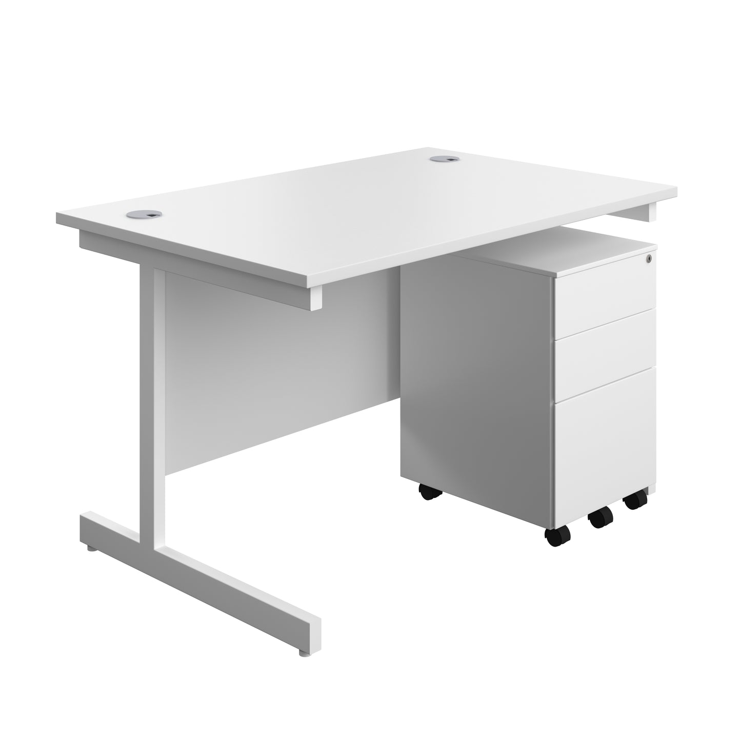 Aztec|Single Upright|Rectangular|Desk and Under Desk Steel Pedestal 3 Drawer|1200x800|White-White
