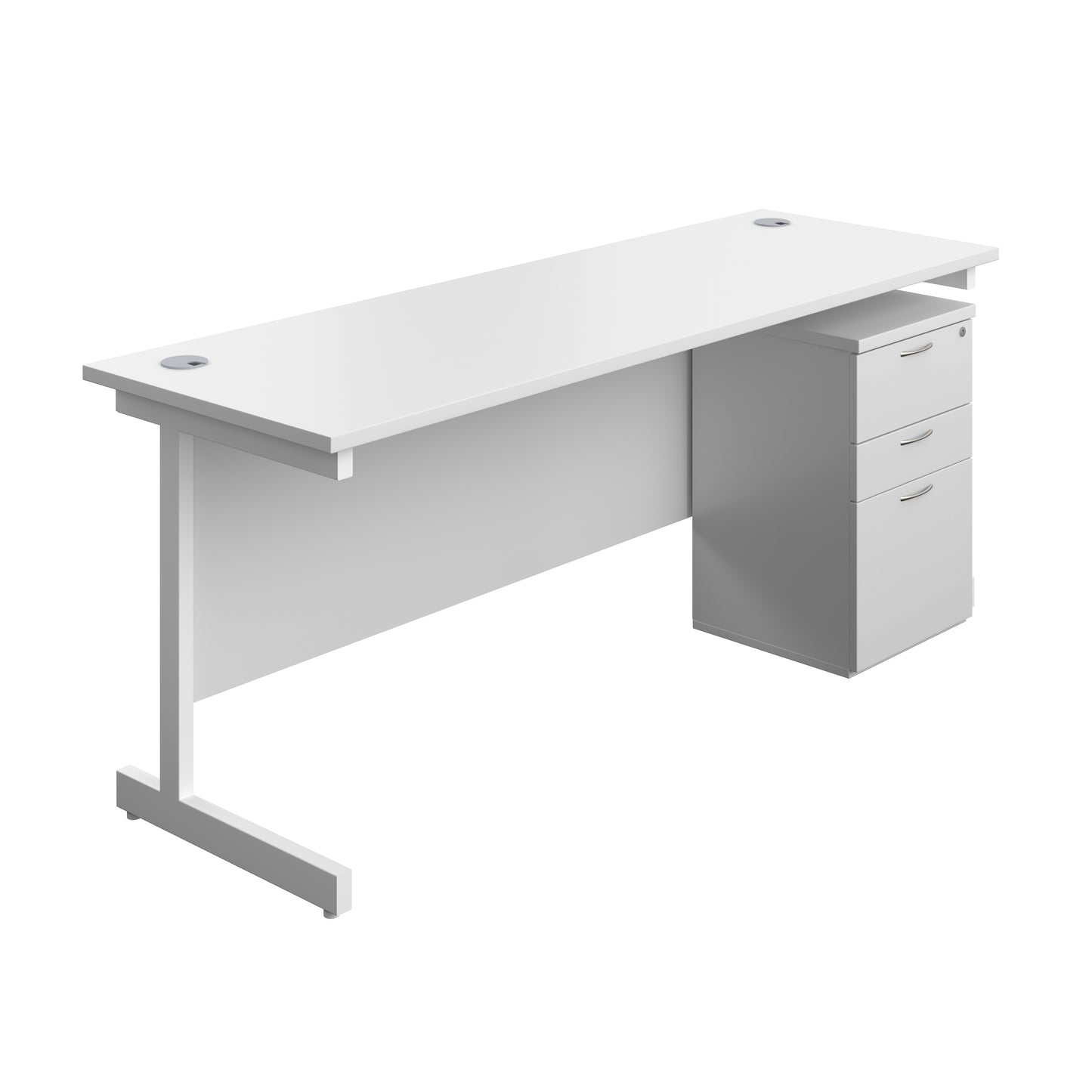 Aztec|Single Upright|Rectangular|Desk and High Mobile Pedestal 3 Drawer|1800x600|White-White