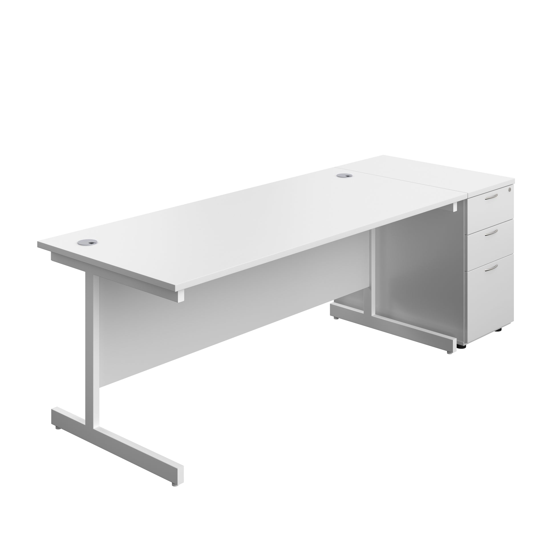 Aztec|Single Upright|Rectangular|Desk and Desk High 3 Drawer Pedestal|1800x800|White-White