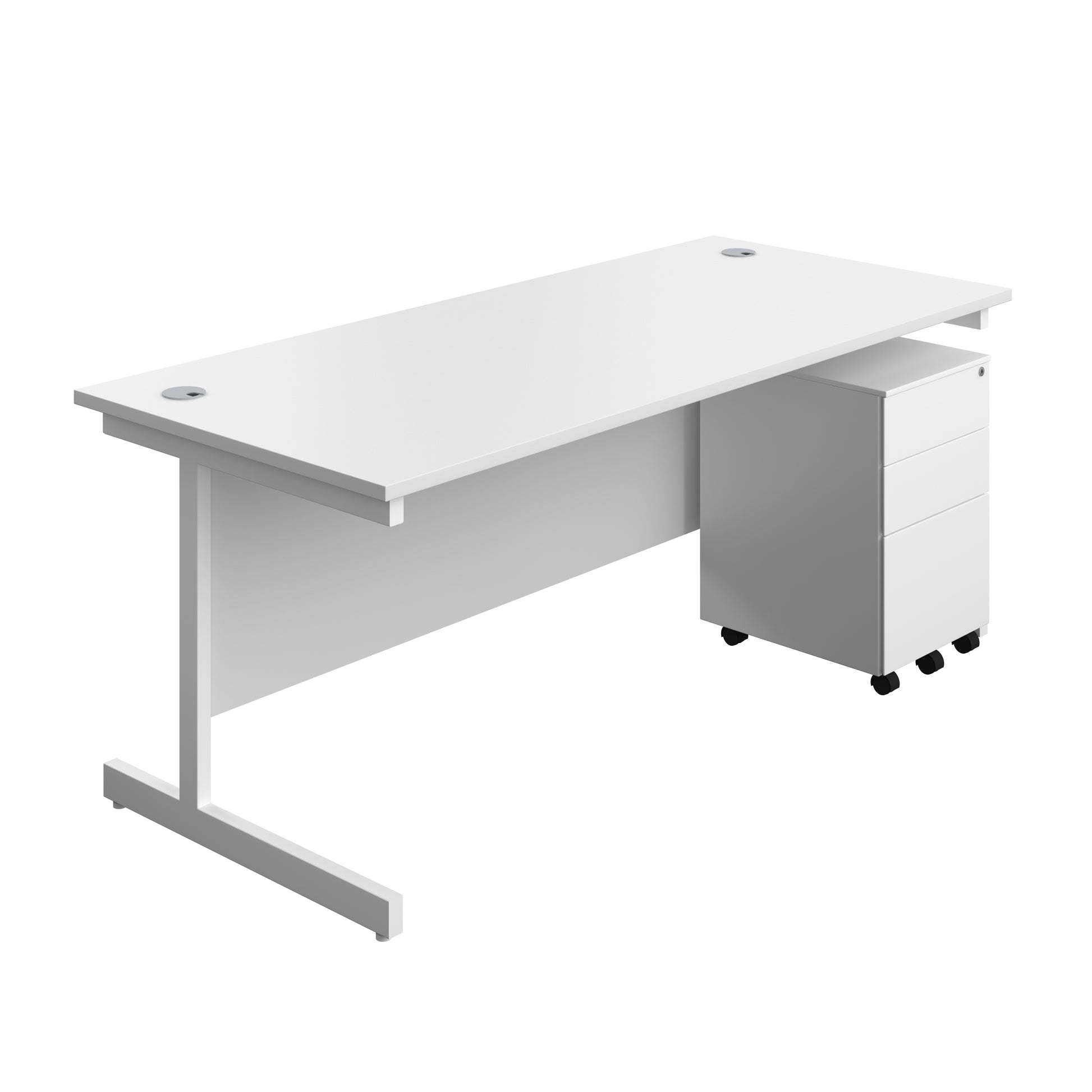 Aztec|Single Upright|Rectangular|Desk and Under Desk Steel Pedestal 3 Drawer|1800x800|White-White