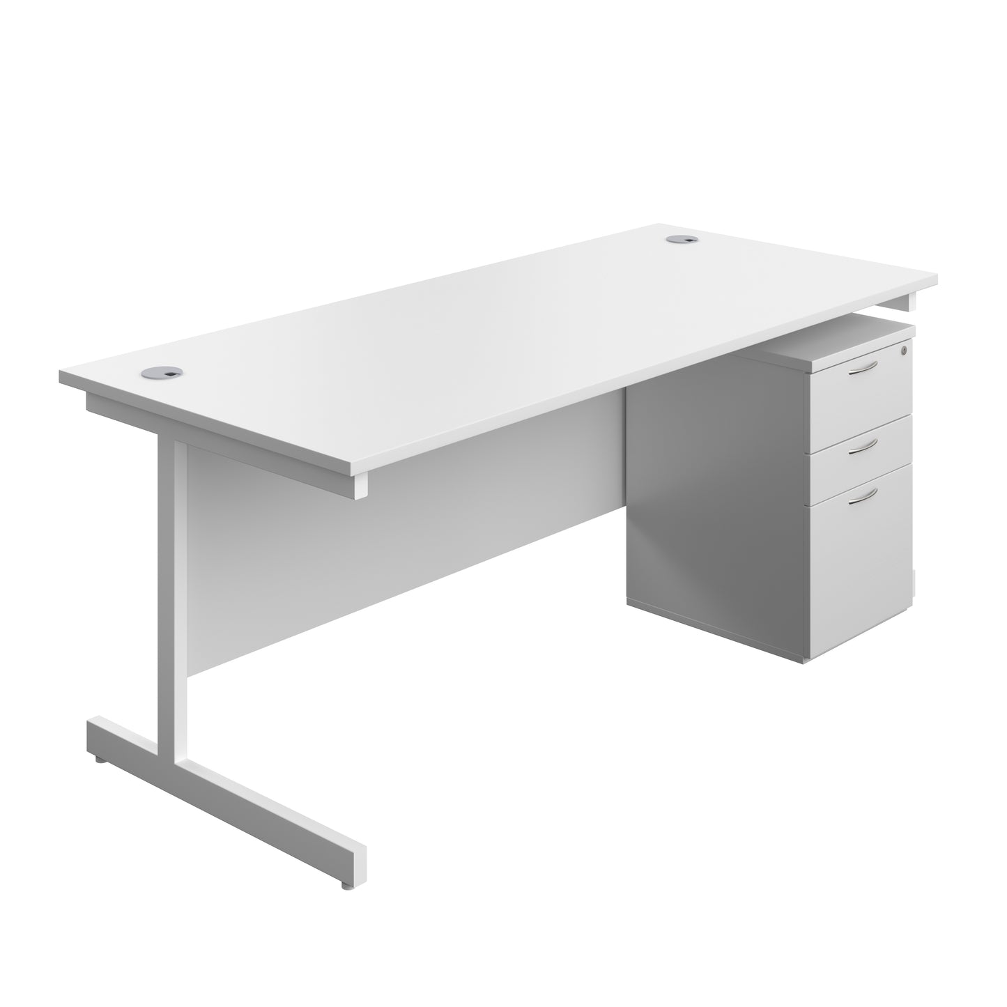 Aztec|Single Upright|Rectangular|Desk and High Mobile Pedestal 3 Drawer|1800x800|White-White