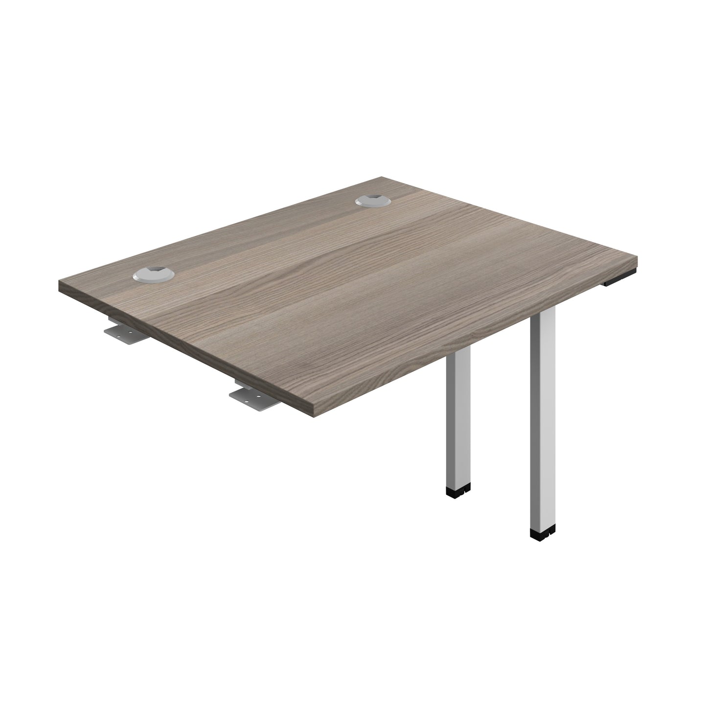Synergy|1P Bench Extension|Cable Ports|1000X700|Grey Oak-Silver