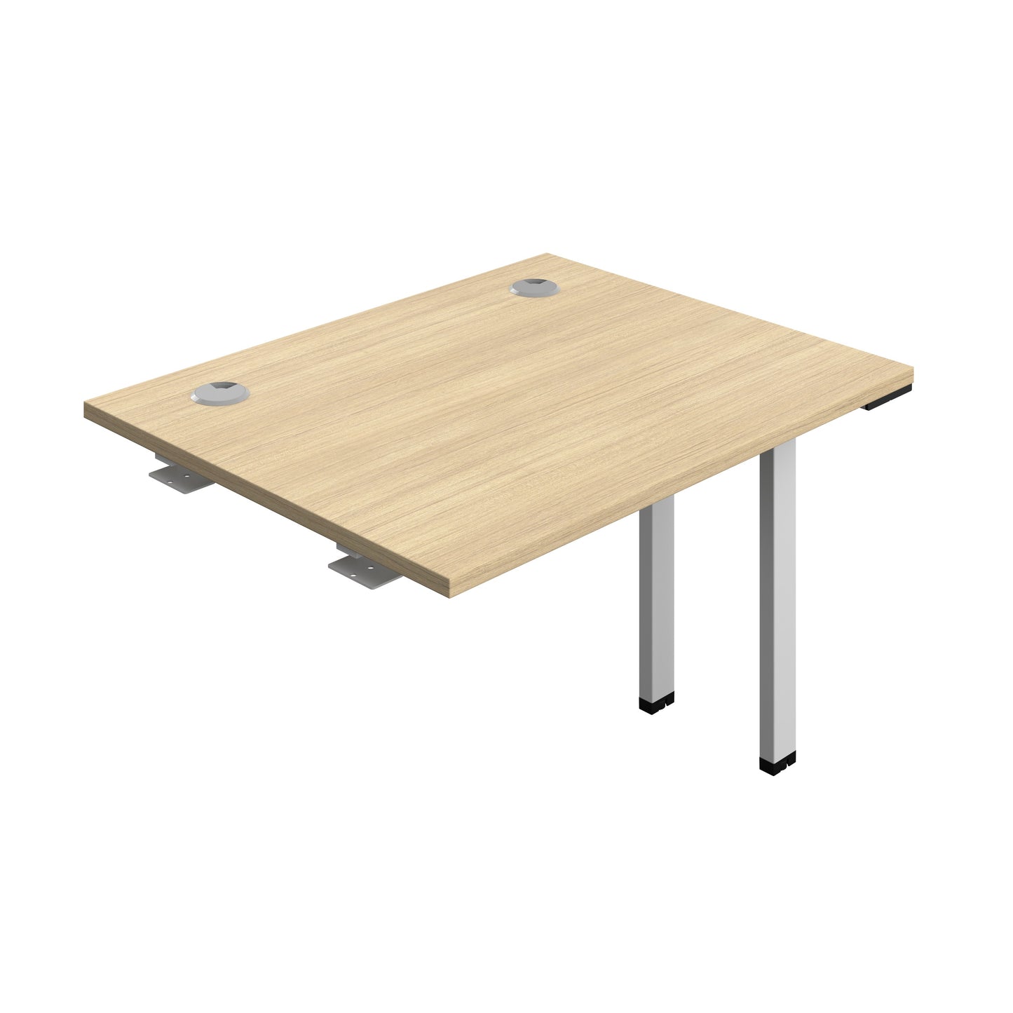 Synergy|1P Bench Extension|Cable Ports|1000X700|Nova Oak-Silver