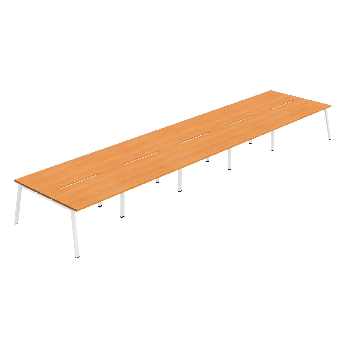 Synergy|10P Bench Desk|Cut Out|A-Frame|1200x800|Beech-White
