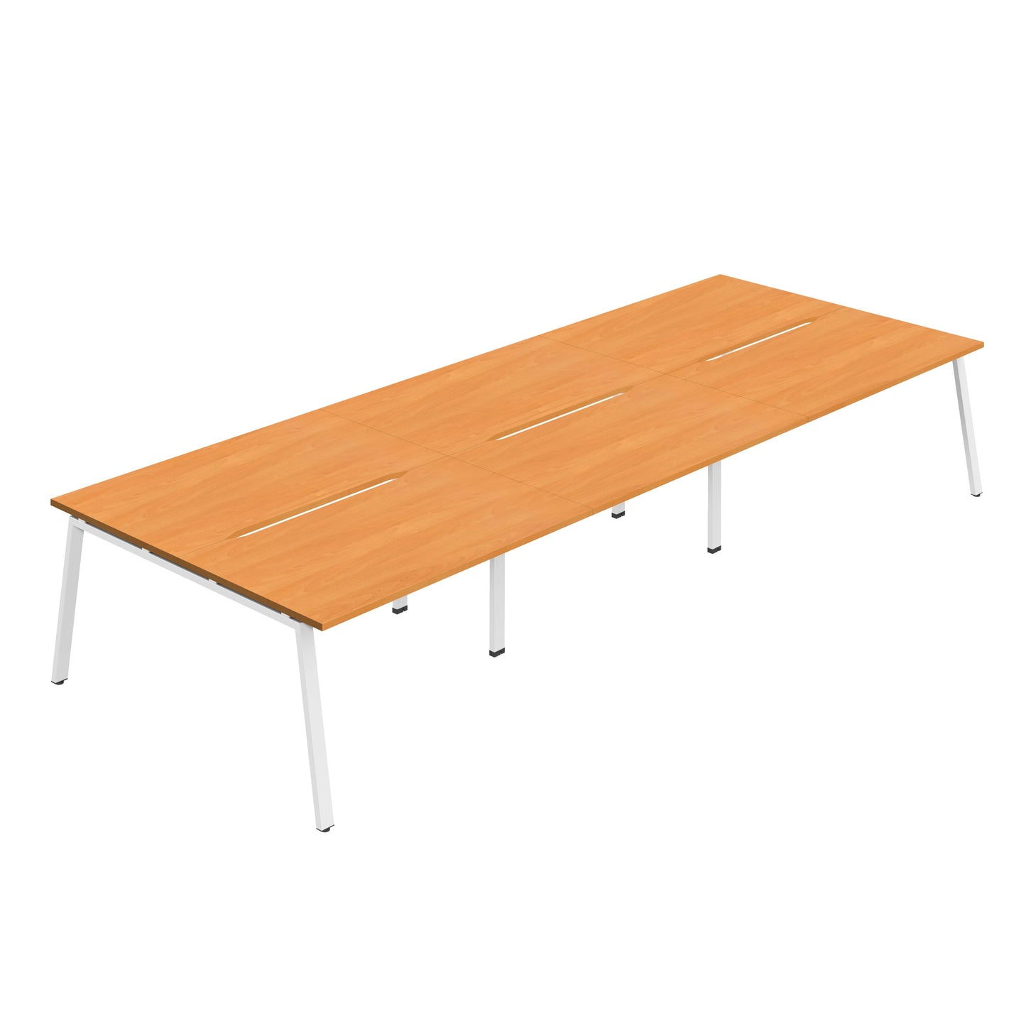 Synergy|6P Bench Desk|Cut Out|A-Frame|1200X800|Beech-White