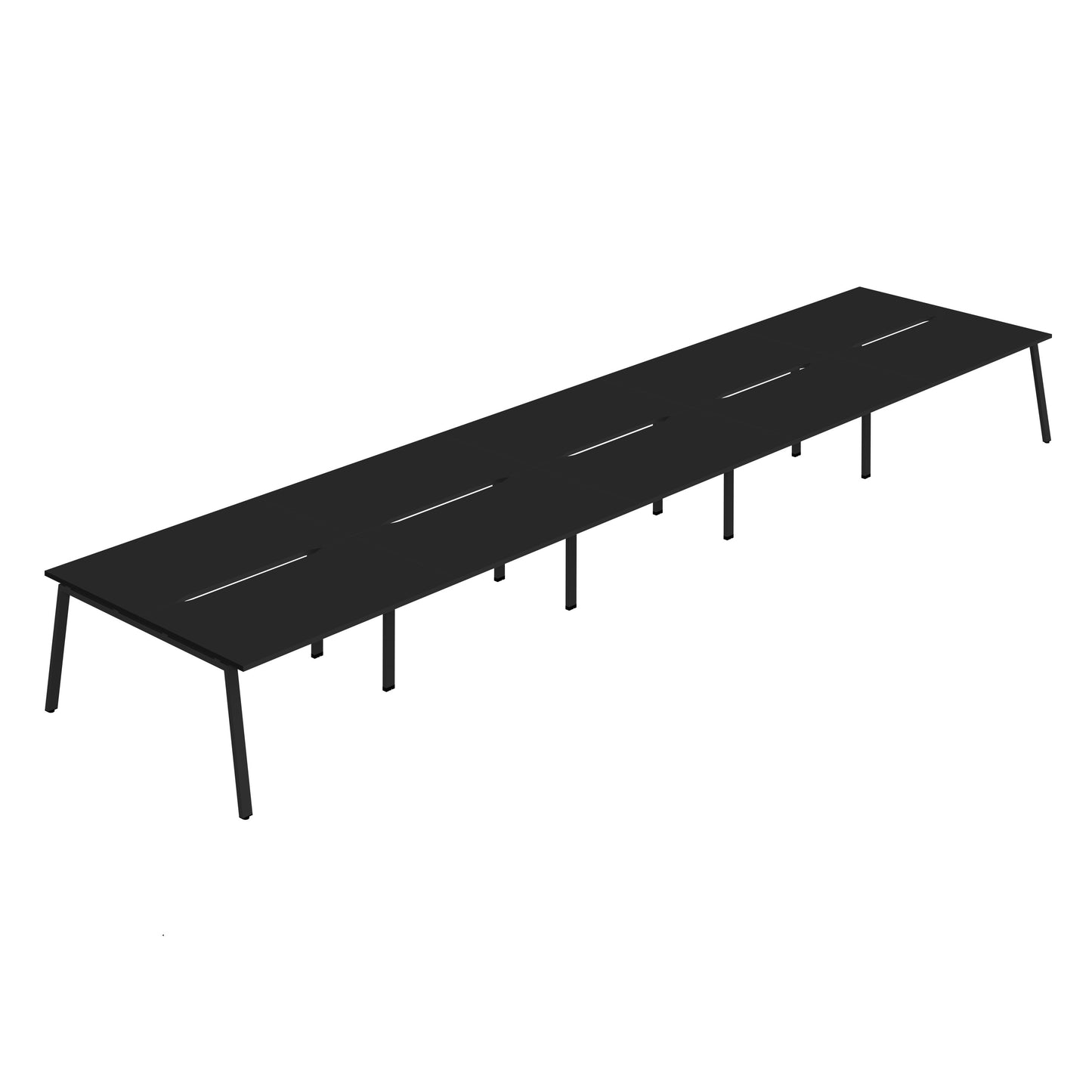 Synergy|10P Bench Desk|Cut Out|A-Frame|1200x800|Black-Black
