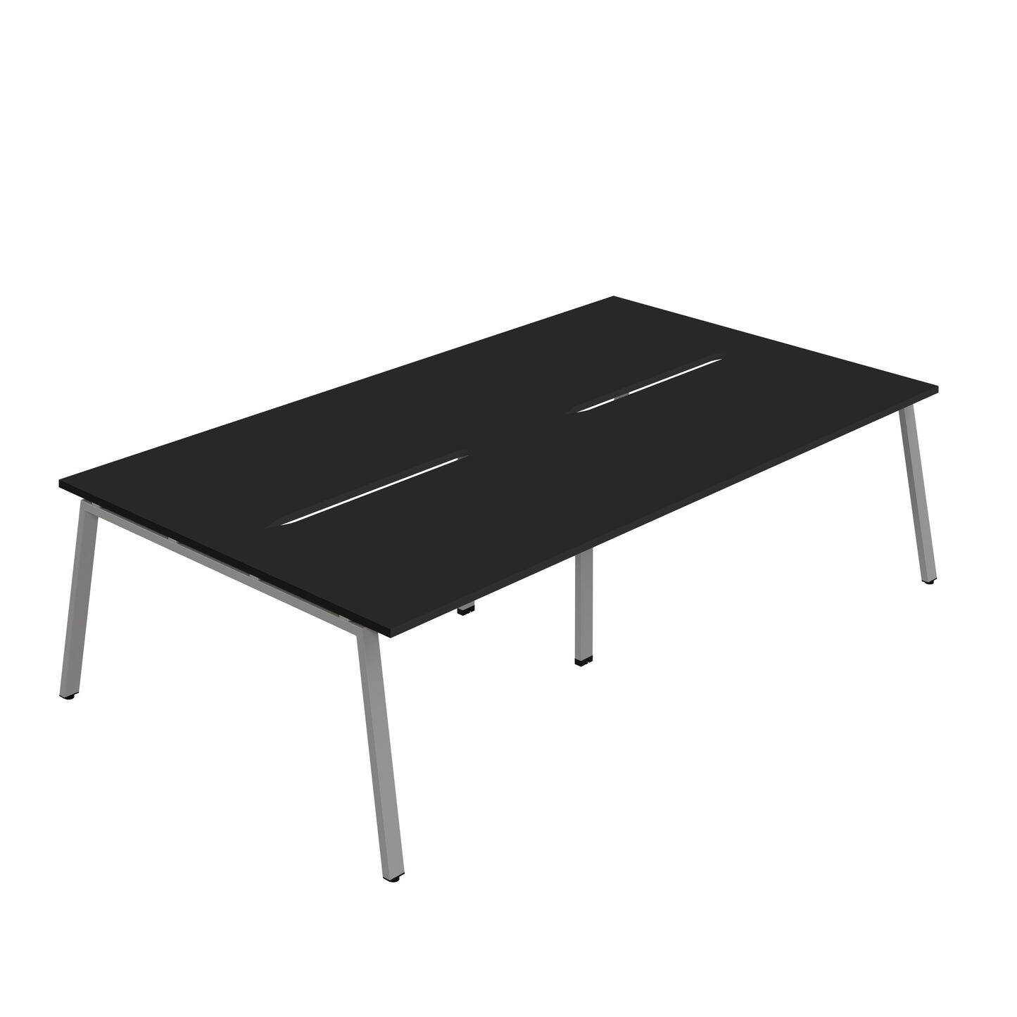 Synergy|4P Bench Desk|Cut Out|A-Frame|1200X800|Black-Silver