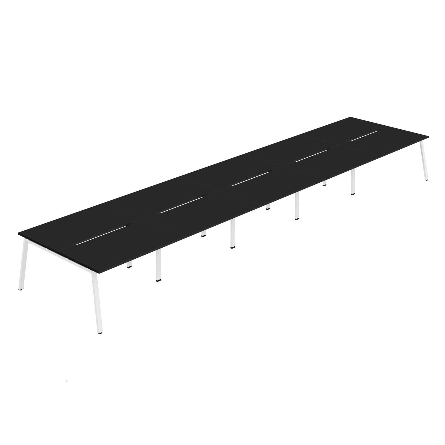 Synergy|10P Bench Desk|Cut Out|A-Frame|1200x800|Black-White