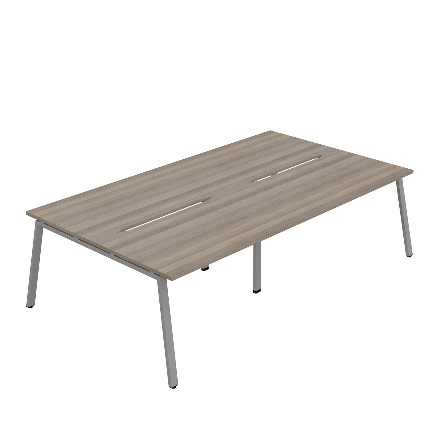 Synergy|4P Bench Desk|Cut Out|A-Frame|1200X800|Grey Oak-Silver