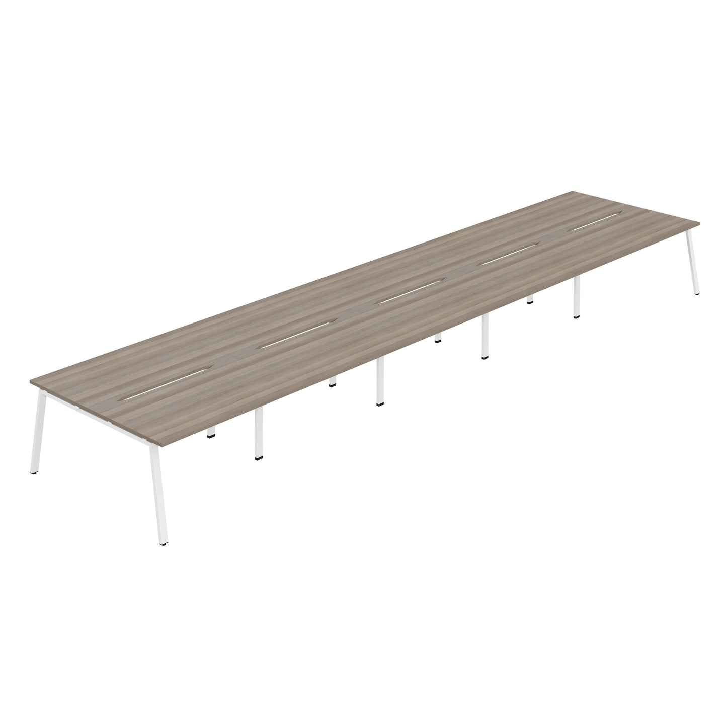 Synergy|10P Bench Desk|Cut Out|A-Frame|1200x800|Grey Oak-White