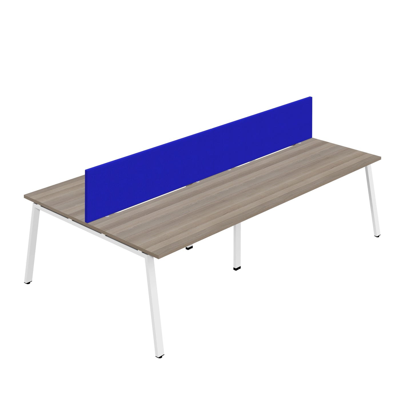 Synergy|4P Bench Desk|Cut Out|A-Frame|1200X800|Grey Oak-White|Royal Blue Screen
