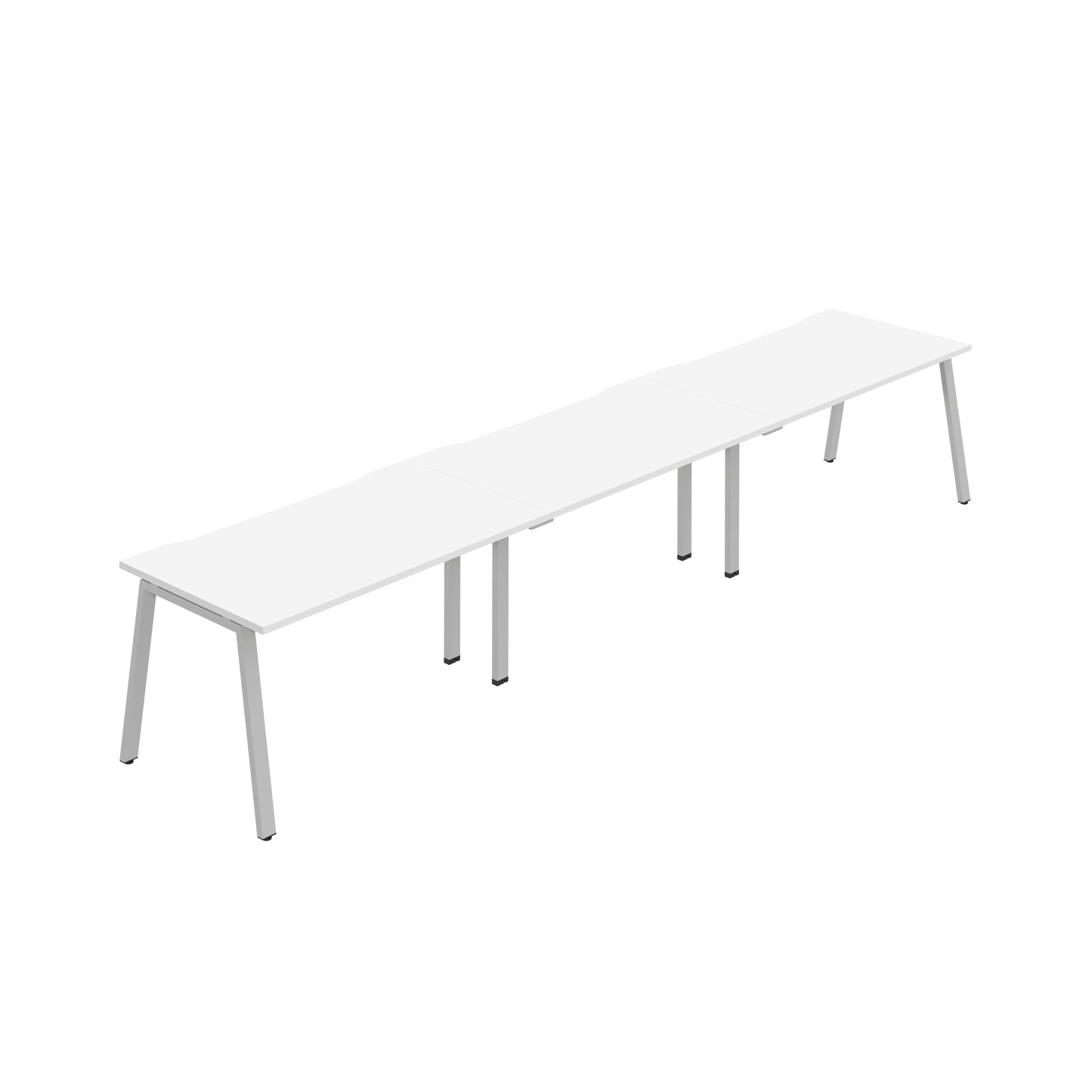Synergy|3SP Bench Desk|Cut Out|A-Frame|1200X800|White-Silver