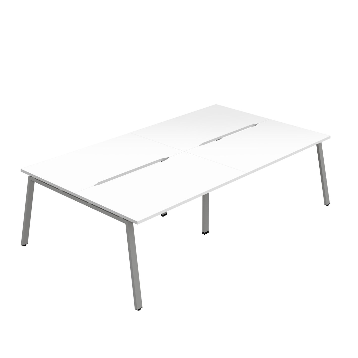 Synergy|4P Bench Desk|Cut Out|A-Frame|1200X800|White-Silver