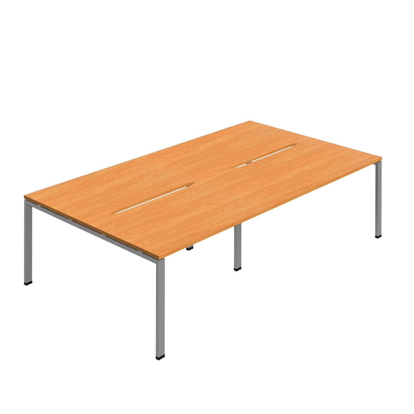 Synergy|4P Bench Desk|Cut Out|Goalpost|1200X800|Beech-Silver
