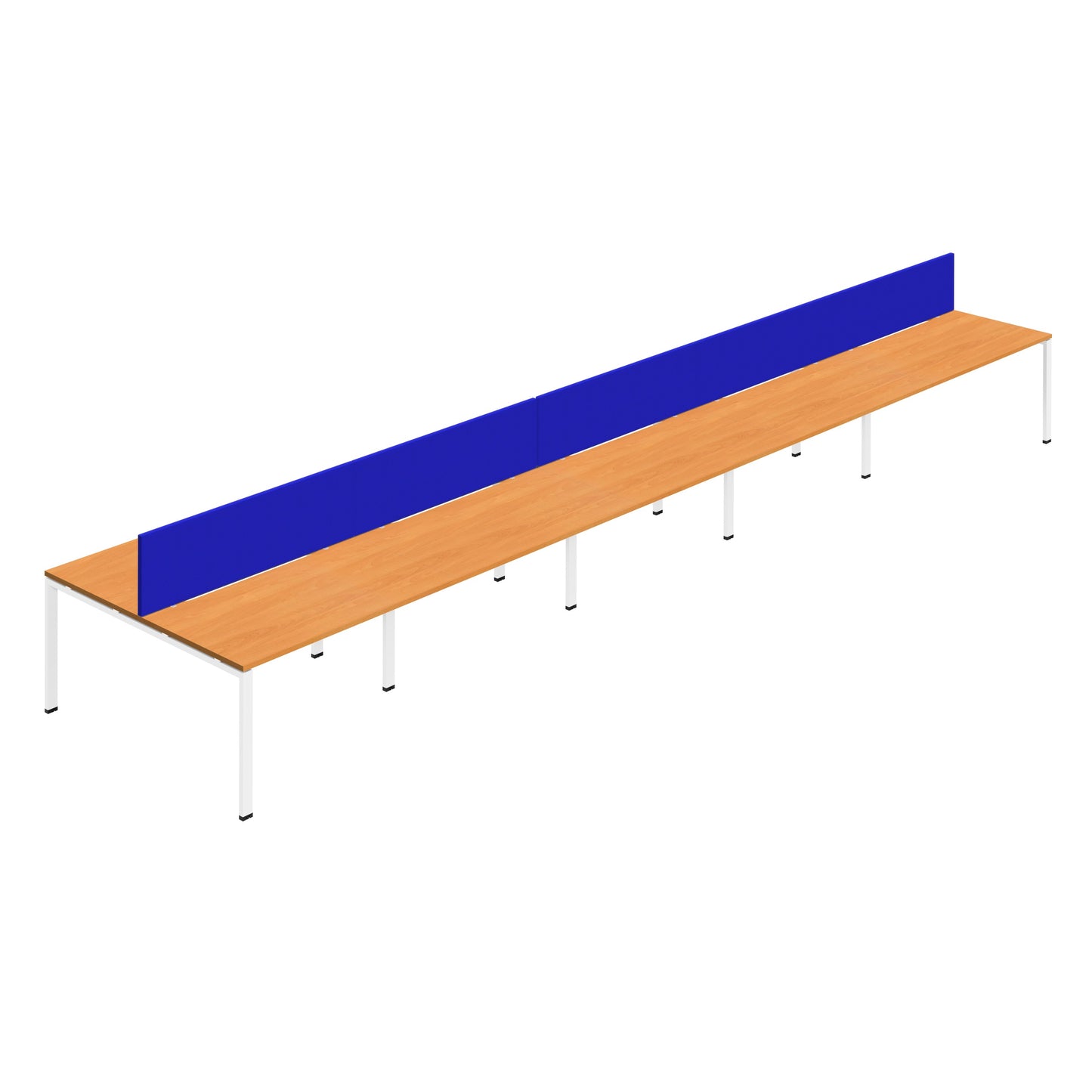 Synergy|10P Bench Desk|Cut Out|Goalpost|1200x800|Beech-White|Royal Blue Screen