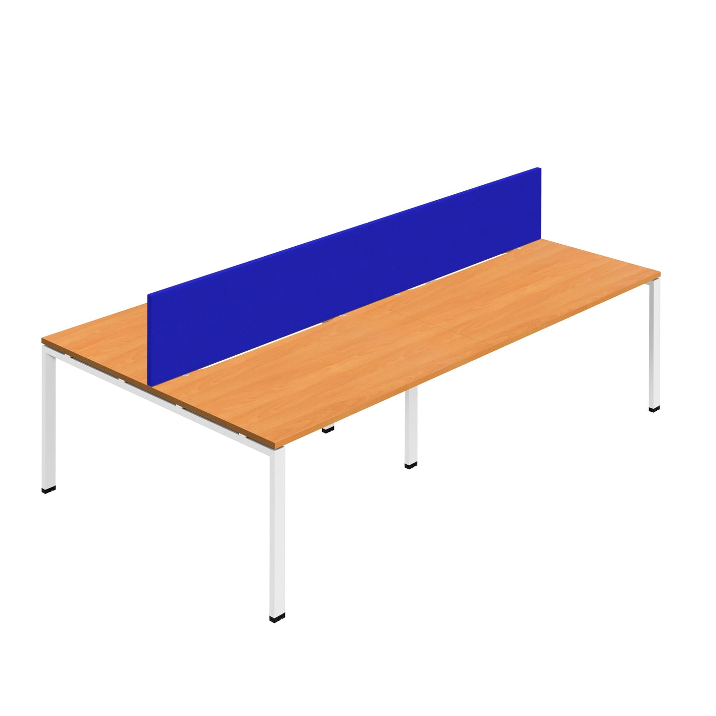Synergy|4P Bench Desk|Cut Out|Goalpost|1200X800|Beech-White|Royal Blue Screen