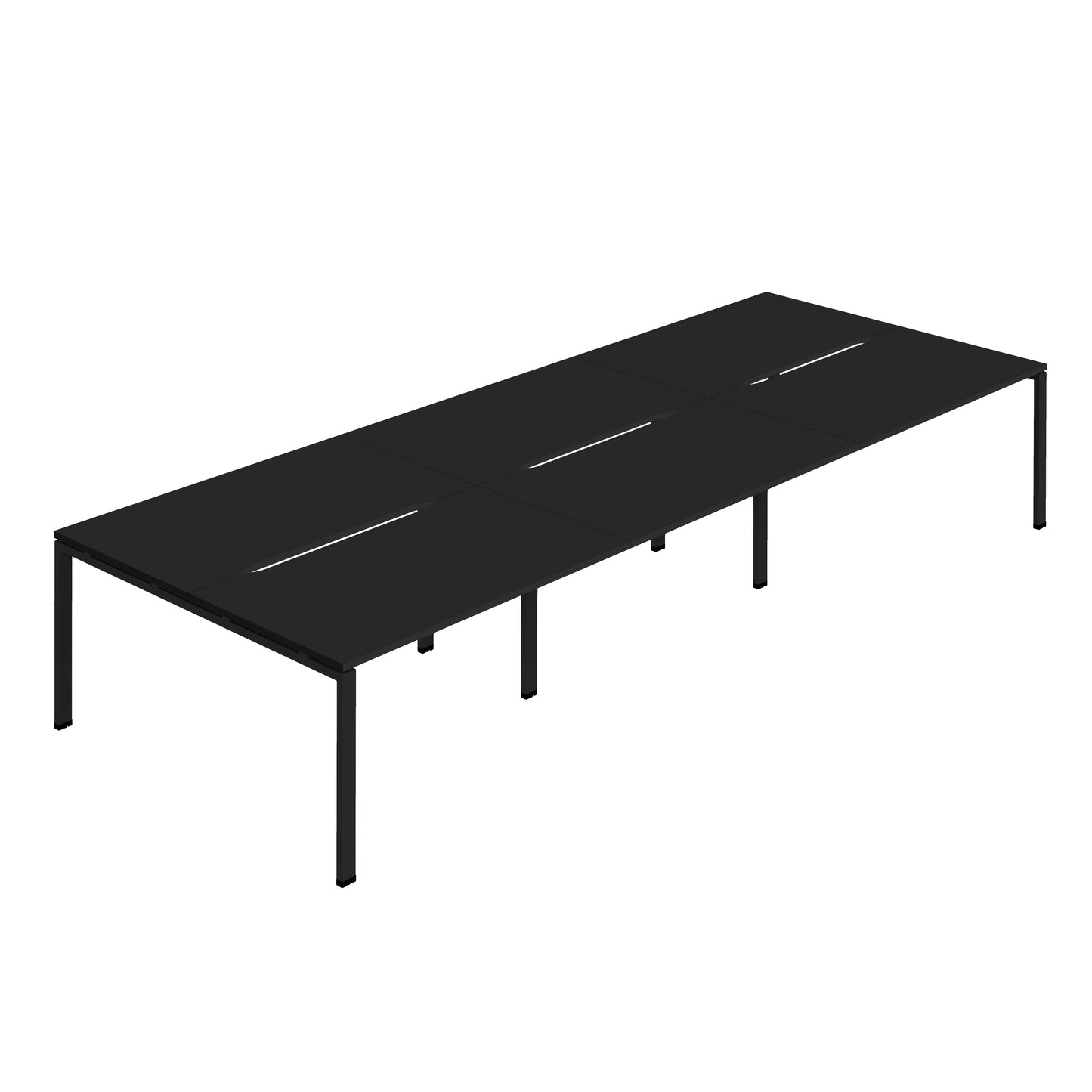 Synergy|6P Bench Desk|Cut Out|Goal Post|1200X800|Black-Black