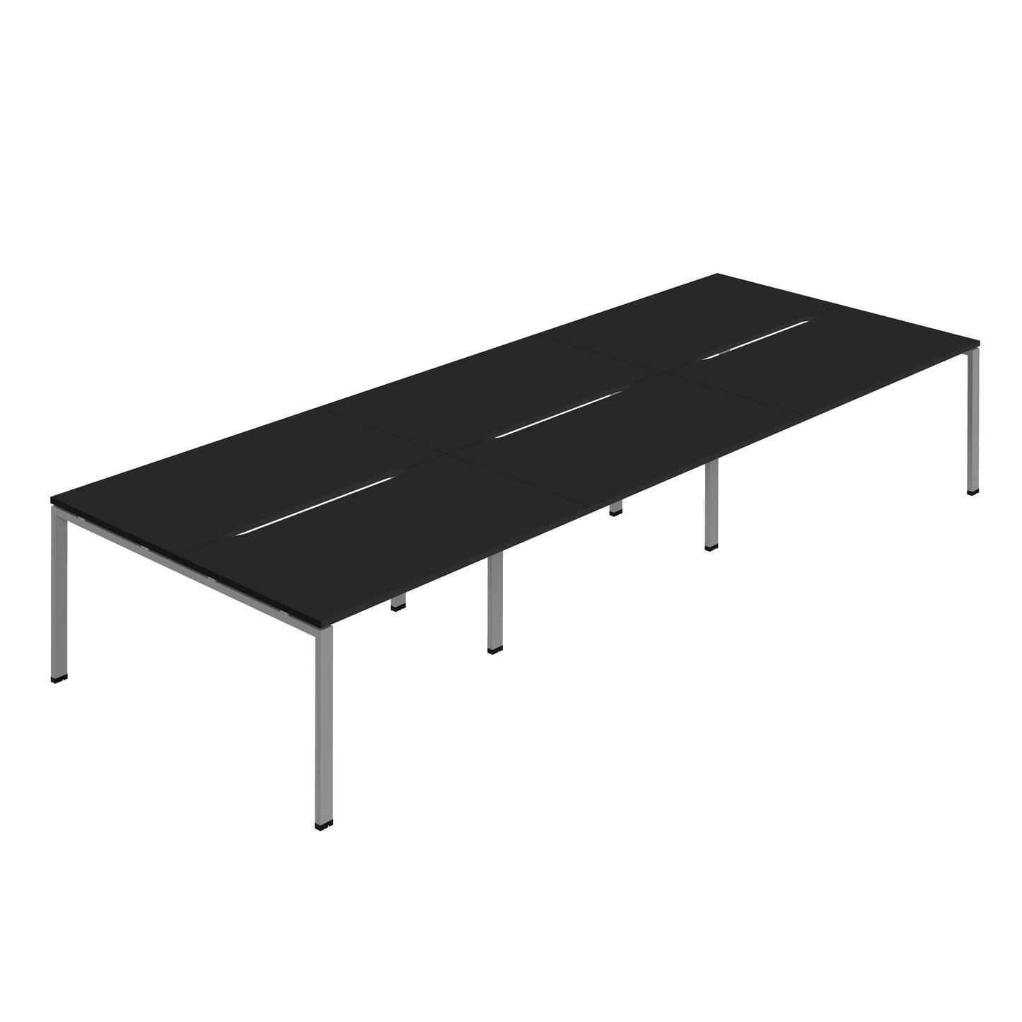 Synergy|6P Bench Desk|Cut Out|Goal Post|1200X800|Black-Silver