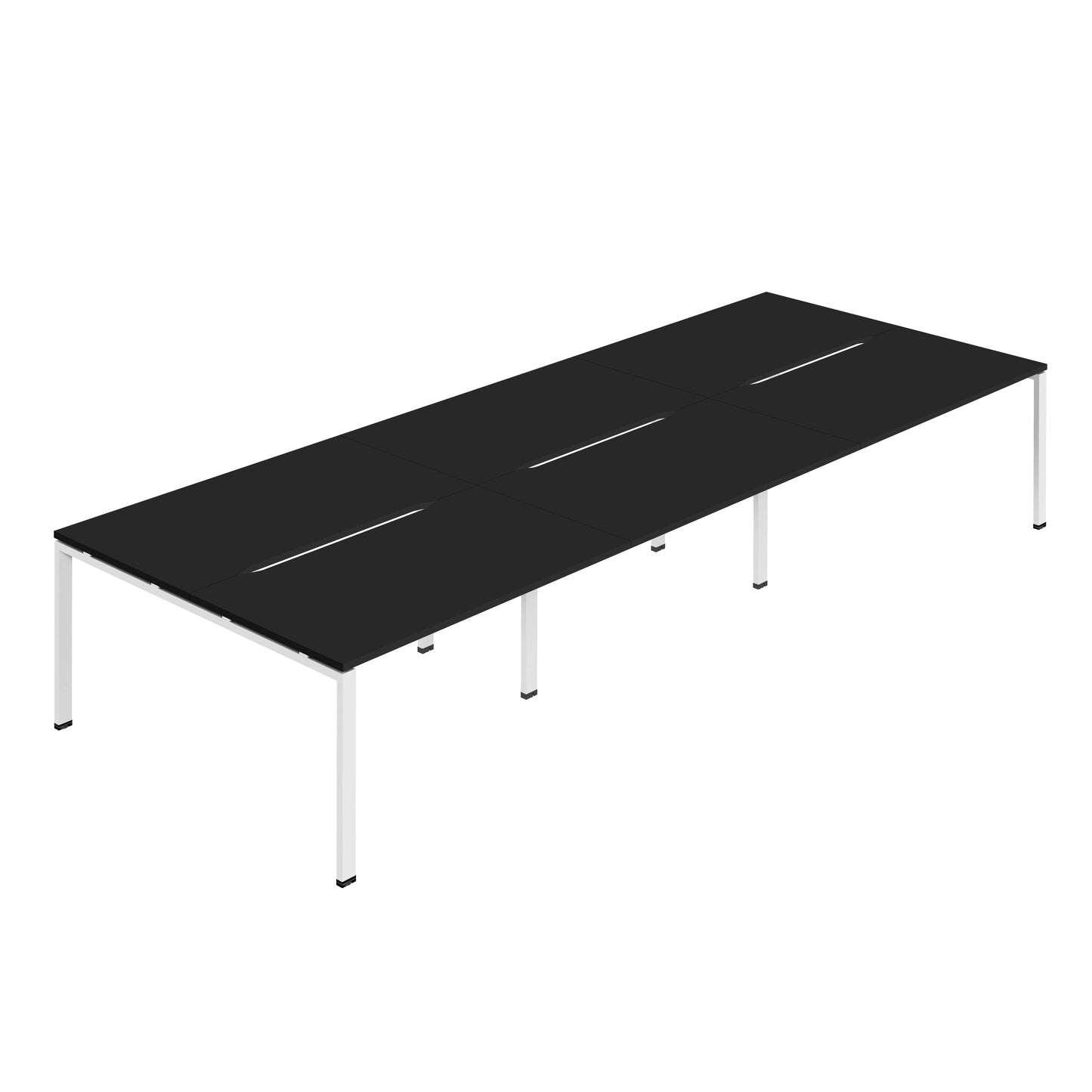 Synergy|6P Bench Desk|Cut Out|Goal Post|1200X800|Black-White