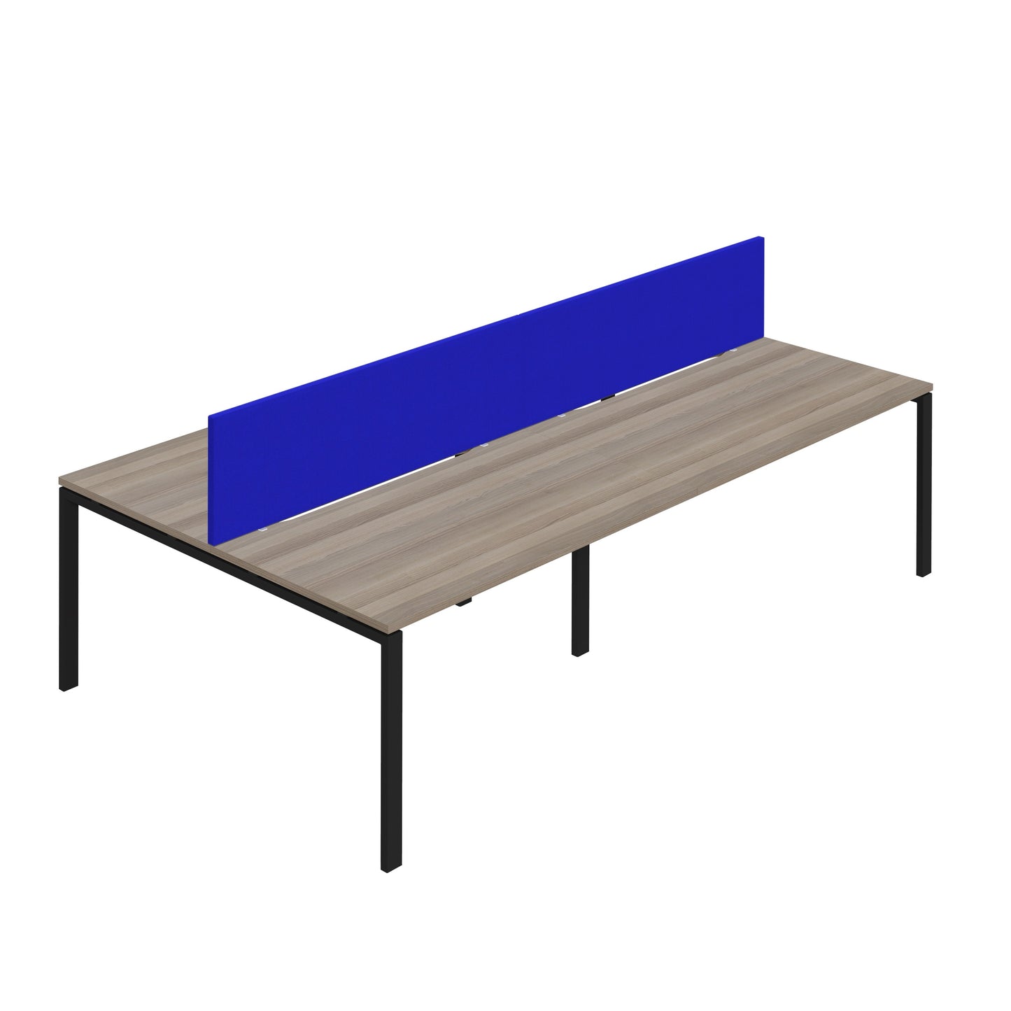 Synergy|4P Bench Desk|Cut Out|Goalpost|1200X800|Grey Oak-Black|Royal Blue Screen