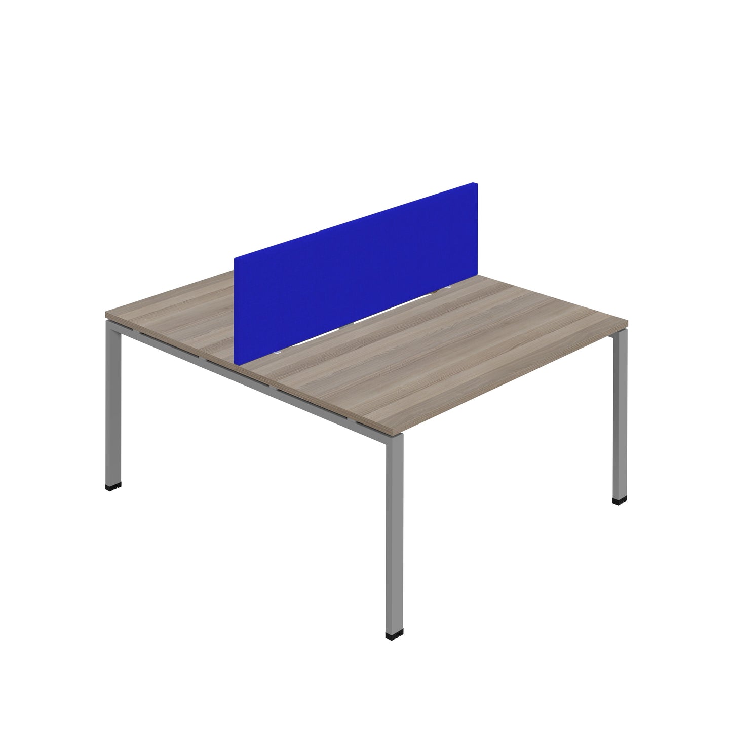 Synergy|2P Bench Desk|Cut Out|Goal Post|1200X800|Grey Oak-Silver|Royal Blue Screen
