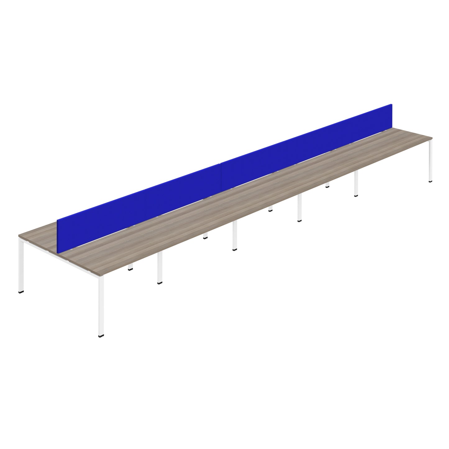 Synergy|10P Bench Desk|Cut Out|Goalpost|1200x800|Grey Oak-White|Royal Blue Screen