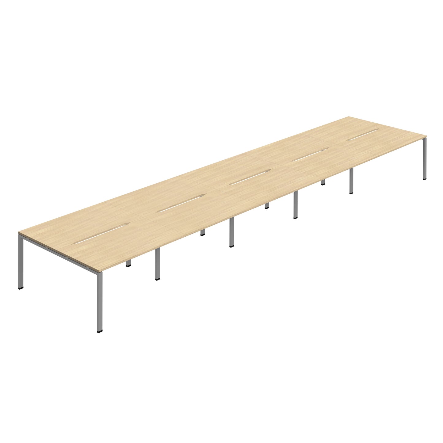 Synergy|10P Bench Desk|Cut Out|Goalpost|1200x800|Nova Oak-Silver