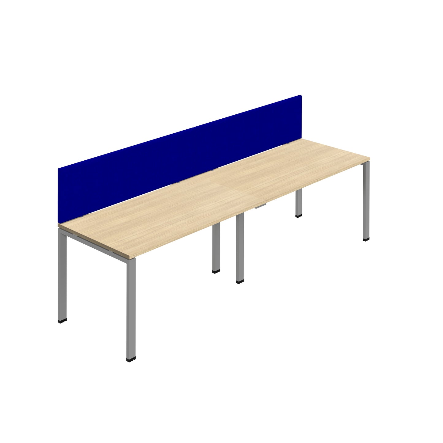 Synergy|2SP Bench Desk|Cut Out|Goal Post|1200X800|Nova Oak-Silver|Royal Blue Screen