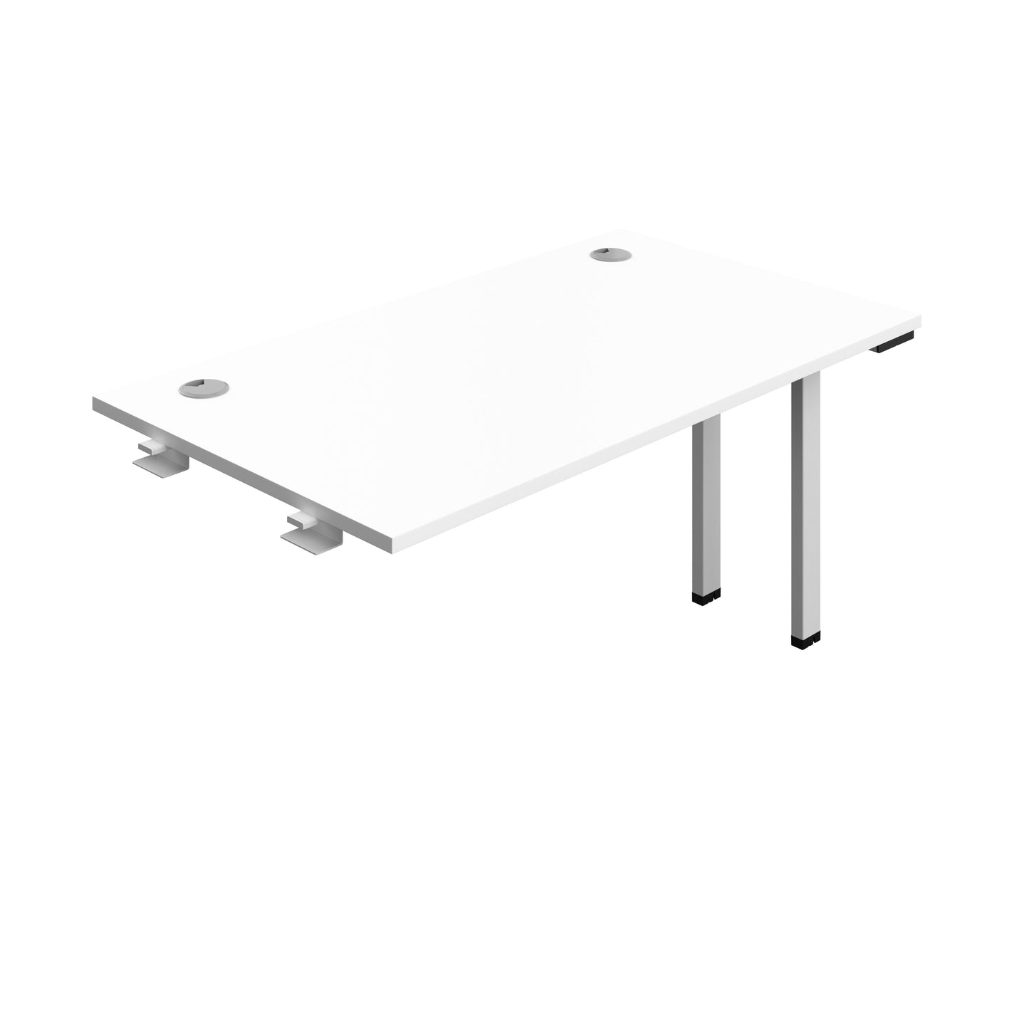 Synergy|1P Bench Extension|Cable Ports|1400X700|White-Silver