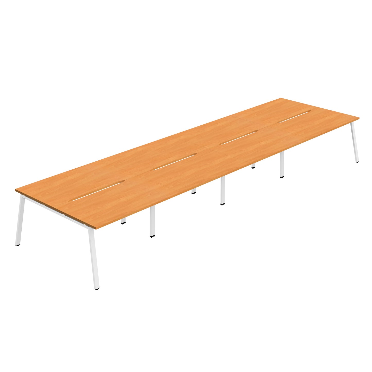 Synergy|8P Bench Desk|Cut Out|A-Frame|1400X800|Beech-White
