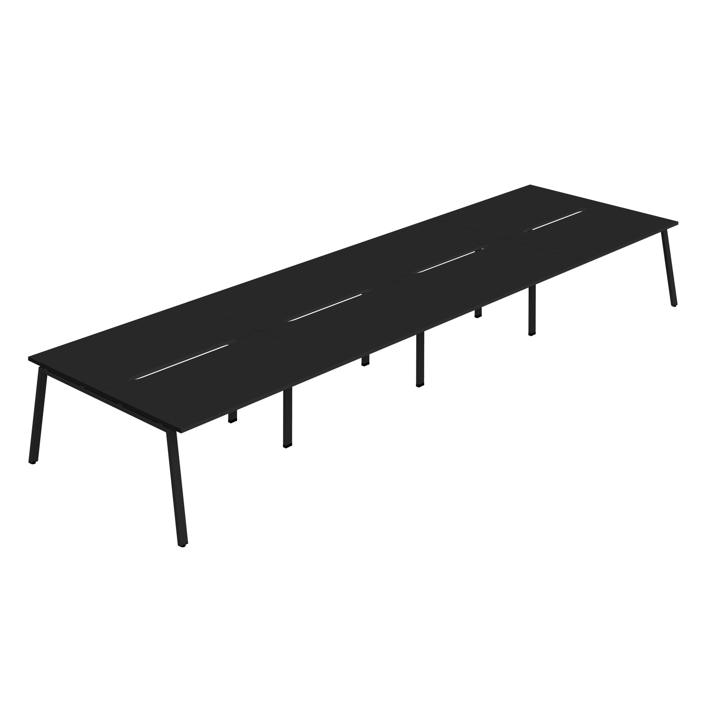 Synergy|8P Bench Desk|Cut Out|A-Frame|1400X800|Black-Black