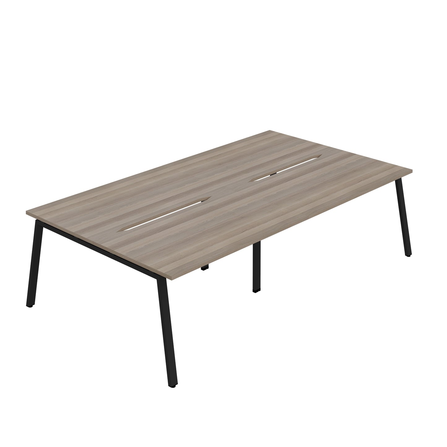 Synergy|4P Bench Desk|Cut Out|A-Frame|1400X800|Grey Oak-Black