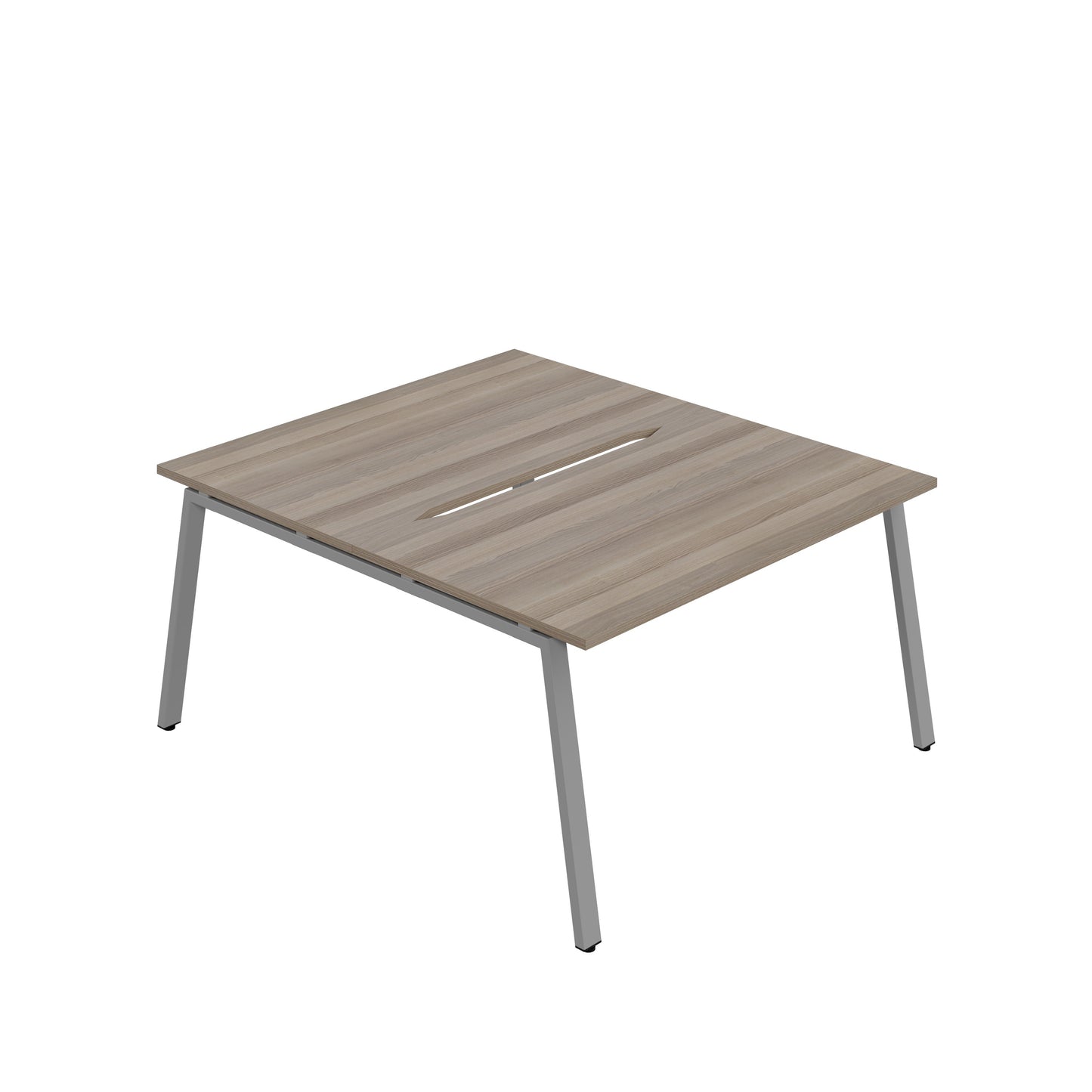 Synergy|2P Bench Desk|Cut Out|A-Frame|1400X800|Grey Oak-Silver