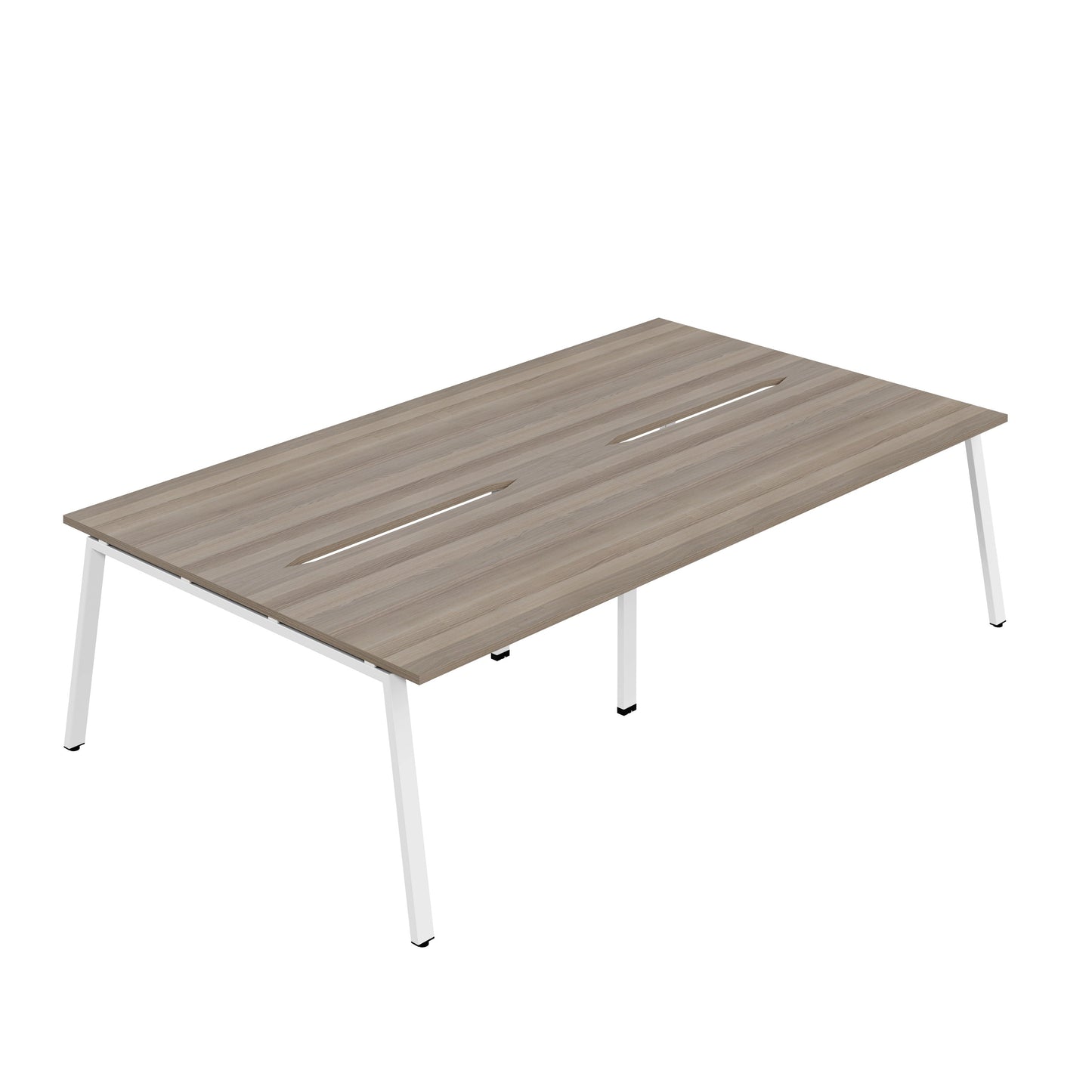 Synergy|4P Bench Desk|Cut Out|A-Frame|1400X800|Grey Oak-White